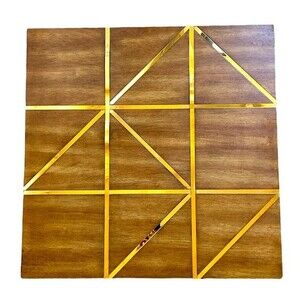 Brown & Gold Fragments - Geometric Design Wood Wall Art 20" X20" Square